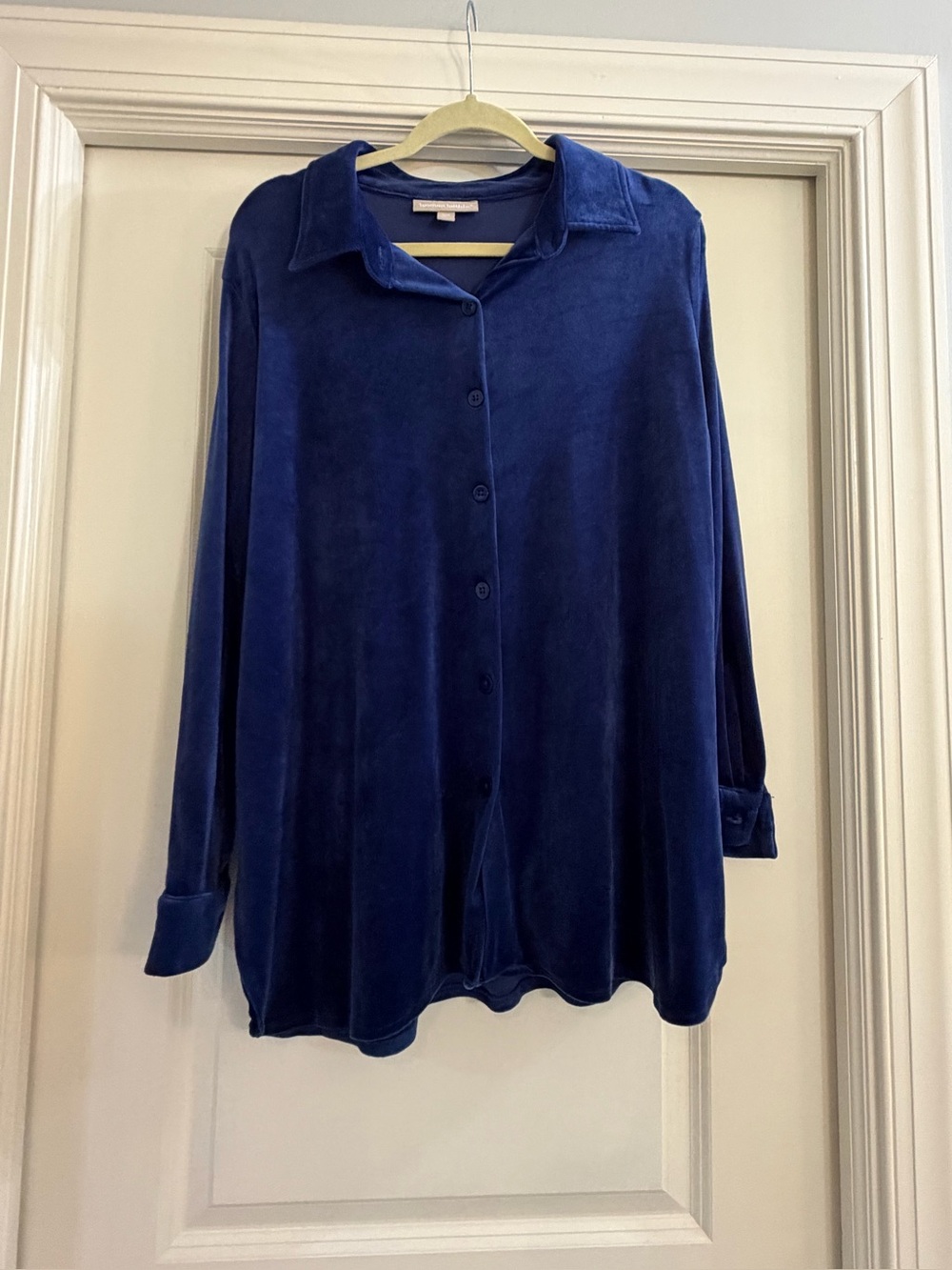Woman Within Navy Velour Shirt Jacket